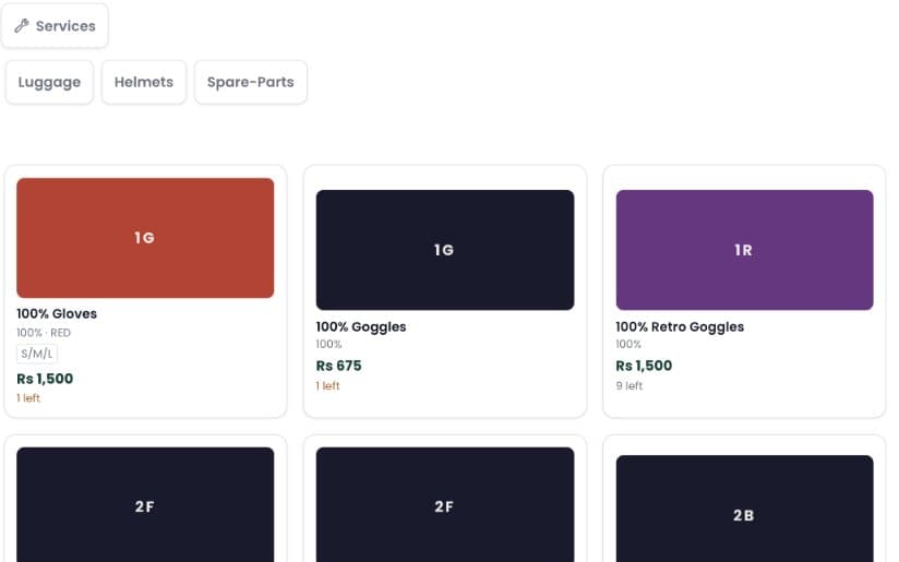 Bolts and Brains point of sale screen in the admin panel